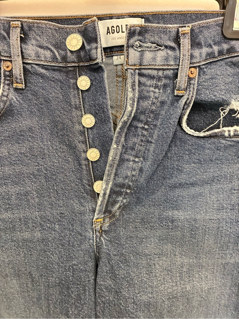 Agolde Riley High Rise Straight Crop — Pastime Wash - Picture 4 of 5